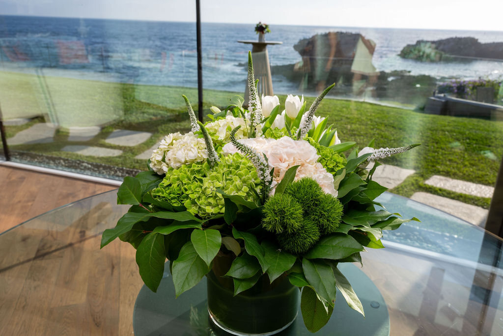 Floral details at an Orange County corporate event